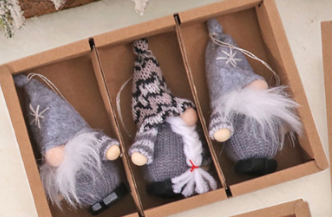 3er Mini-Wichtelset - Weihnachten - grau